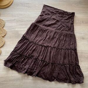 Chocolate Brown Convertible Skirt Dress Vintage Y2K Earthy Peasant Women's Large